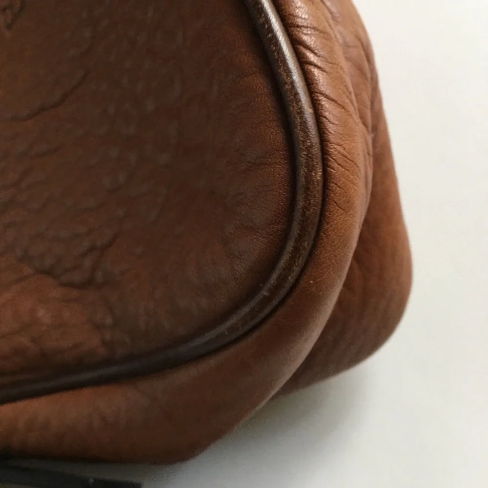 Dooney & Bourke Hobo Shoulder Handbag Purse Pebbled Leather Brown Silver Zip
